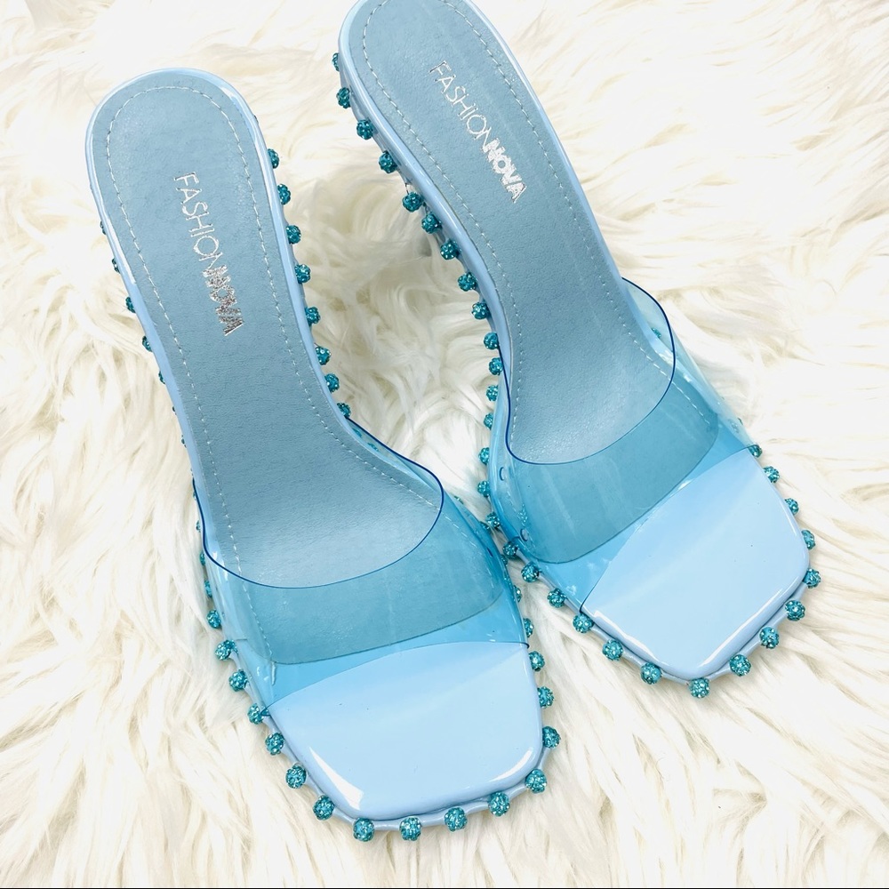 Fashion Nova Blue ball mule heel - Picture 10 of 10